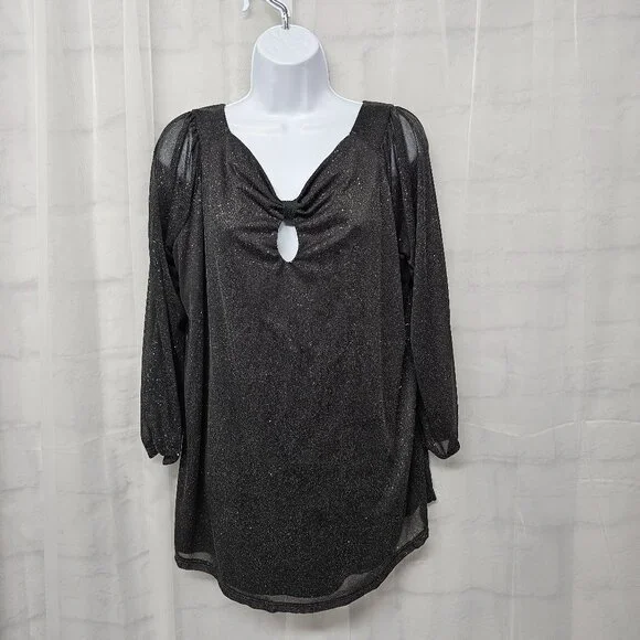 Unbranded Blouse Goth Whimsigoth Fairy Gray Glitter Sheer XL - Picture 11 of 11